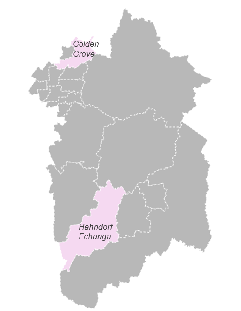 Estimated preschool unmet demand for 2032 by SA2 in Region 4 (Inner-northern suburbs, Adelaide Hills).