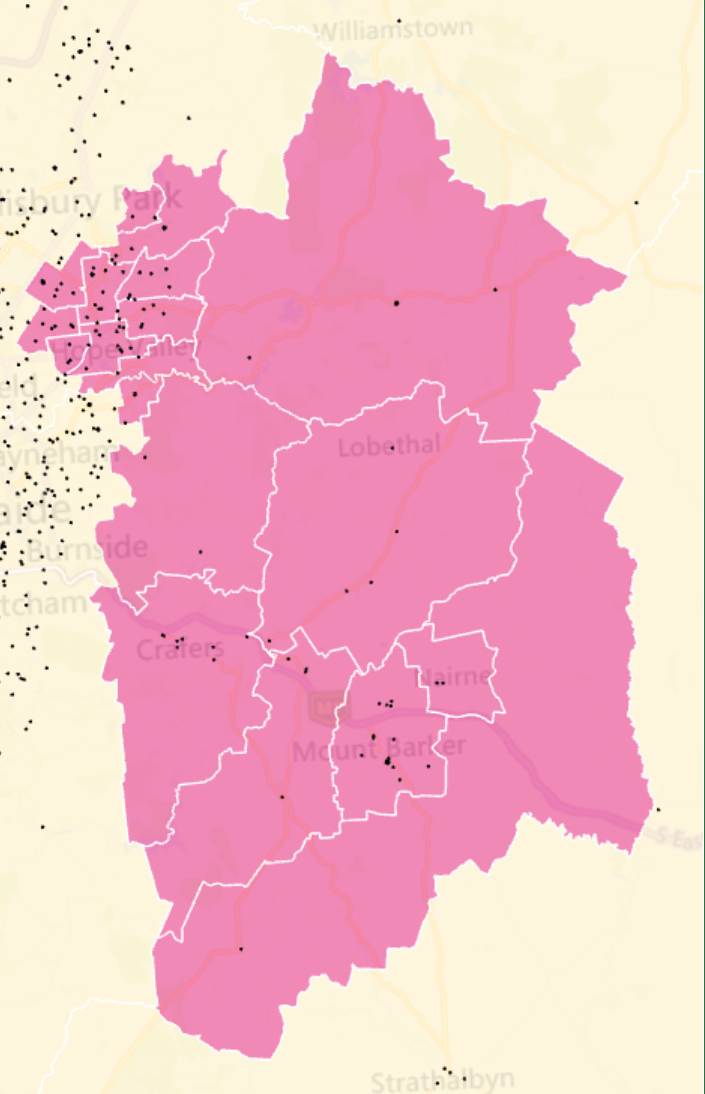 A map colouring region 4 of Local Teams