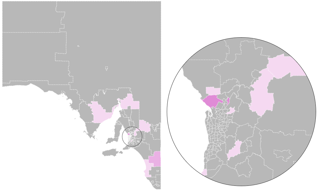 Estimated unmet demand for preschool in each SA2 area for 2032.