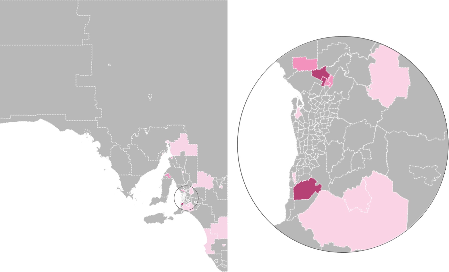 Estimated unmet demand for preschool in each SA2 area for 2032.  